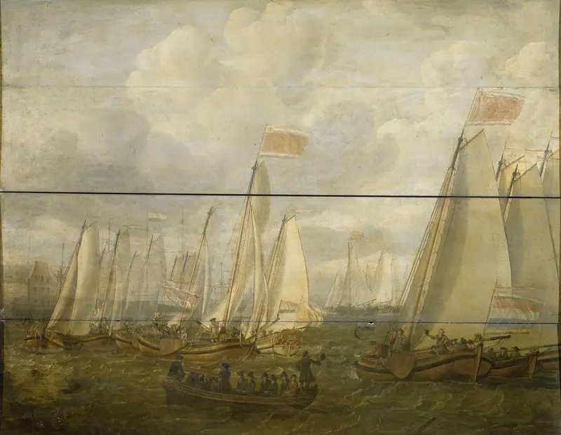 Marine Pageant on the Y off Amsterdam Wall Art by Abraham Alewijn (1673-1735) - High-Resolution Digital Print