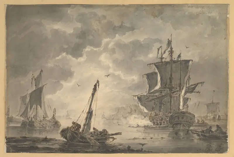 Marine, the Cannon Shot Wall Art by Johannes Christiaan Schotel - High-Resolution Digital Print