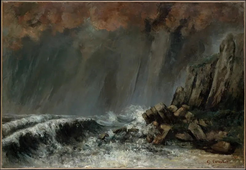 Marine: The Waterspout Wall Art by Gustave Courbet - High-Resolution Digital Print