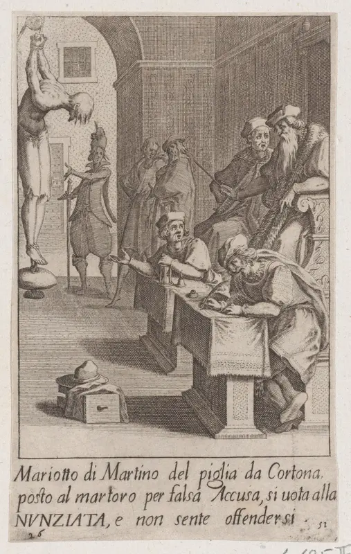 Mariotto di Martino, from Scelta d'Alcuni Miracoli e Grazie della Santissima Nunziata di Firenze (Selection of Some Miracles and Graces that Occurred in the Church of the Annunziata in Florence) Wall Art by Jacques Callot - High-Resolution Digital Print