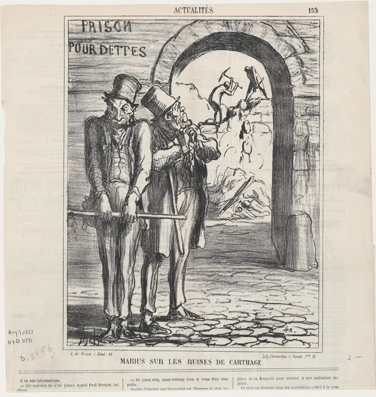 Marius in the ruins of Carthage, from 'News of the day,' published in Le Charivari, August 7, 1867 Wall Art by Honoré Daumier - High-Resolution Digital Print