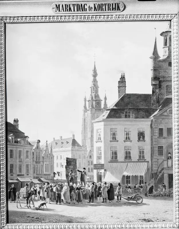Market Day in Courtrai Wall Art by Jan Baptiste De Jonghe - High-Resolution Digital Print