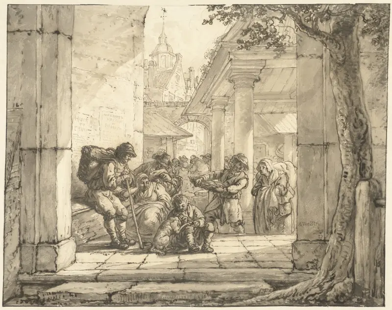 Markt in een stad Wall Art by Abraham van Strij (I) - High-Resolution Digital Print