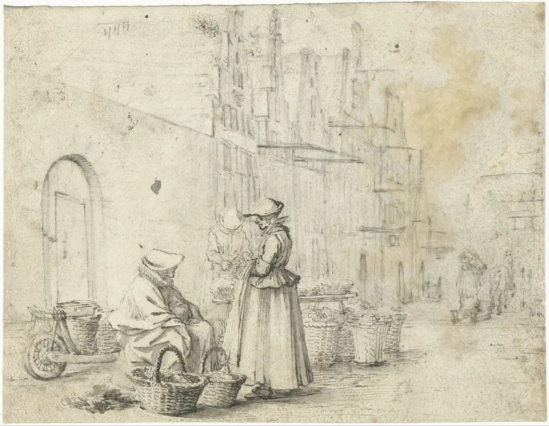 Markt in Haarlem Wall Art by Gerard ter Borch (II) - High-Resolution Digital Print