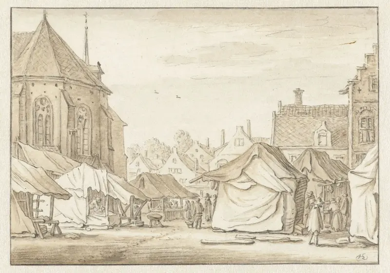 Markt op de Mariaplaats te Utrecht Wall Art by Herman Saftleven - High-Resolution Digital Print
