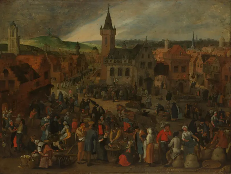 Marktdag in een Vlaamse stad Wall Art by Sebastiaen Vrancx - High-Resolution Digital Print