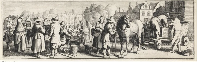 Markttafereel met paard en wagen Wall Art by Jan van de Velde, II - High-Resolution Digital Print