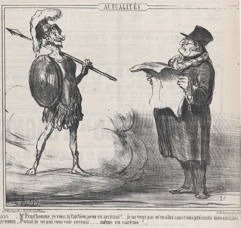Mars... Je vous ai fait bien peur..., from "Actualités" Wall Art by Honoré Daumier - High-Resolution Digital Print
