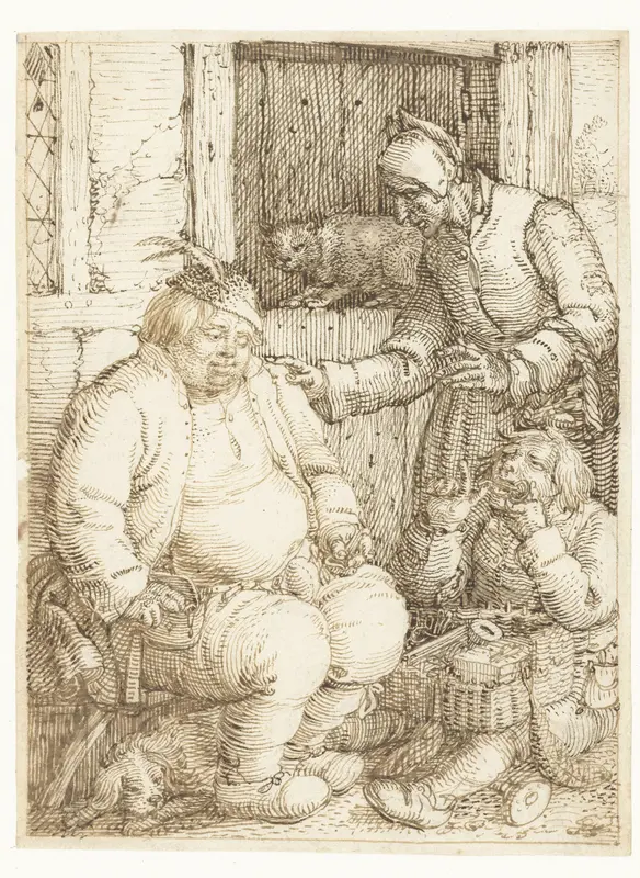Marskramer demonstreert zijn koopwaar Wall Art by David Vinckboons - High-Resolution Digital Print