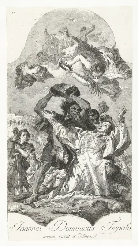 Marteldood van heilige Stefanus door steniging Wall Art by Giovanni Domenico Tiepolo - High-Resolution Digital Print