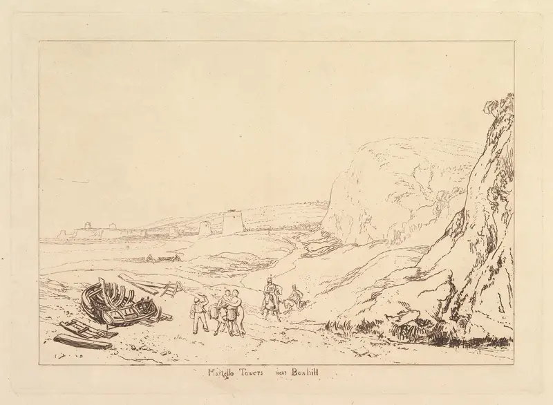 Martello Towers near Bexhill, Sussex (Liber Studiorum, part VII, plate 34) Wall Art by Joseph Mallord William Turner - High-Resolution Digital Print