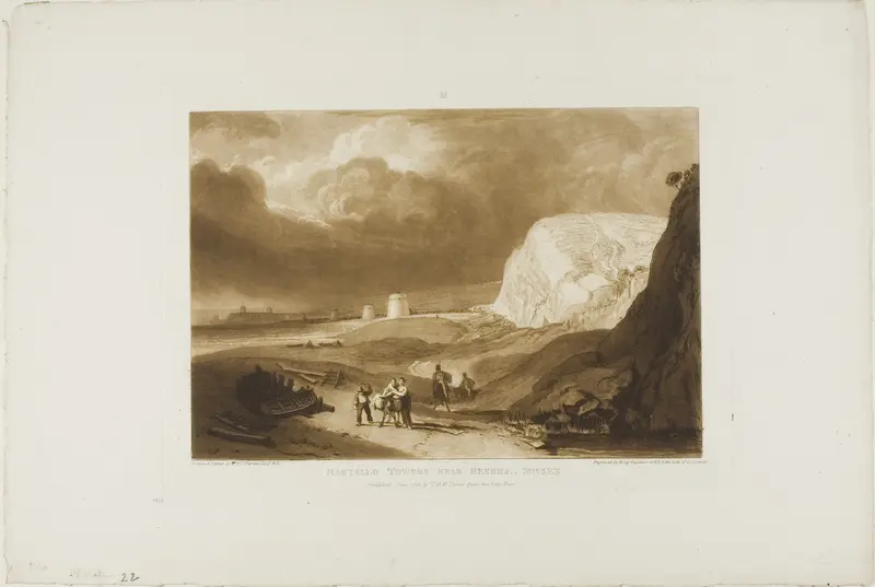 Martello Towers Near Bexhill, Sussex, plate 34 from Liber Studiorum