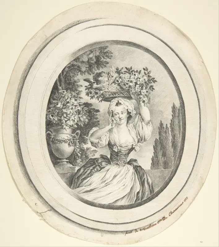 Marton, ou la jeune bouquetière Wall Art by Montbrian De Chateauvieux - High-Resolution Digital Print
