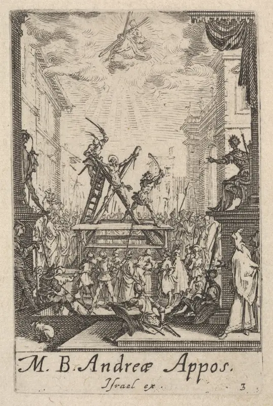 Martyrdom of Saint Andrew, from "The Little Apostles" (Les Petits Apôtres) Wall Art by Jacques Callot - High-Resolution Digital Print