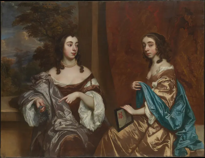 Mary Capel (1630–1715), Later Duchess of Beaufort, and Her Sister Elizabeth (1633–1678), Countess of Carnarvon Wall Art by Sir Peter Lely (Pieter van der Faes) - High-Resolution Digital Print