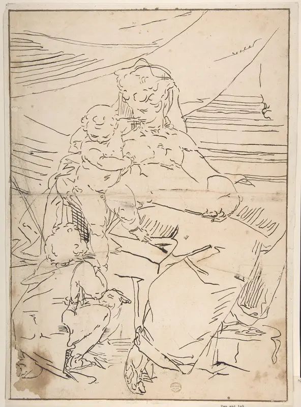 Mary, Infant Christ and Saint John Wall Art by Luca Cambiaso - High-Resolution Digital Print