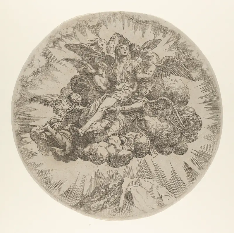 Mary Magdalen carried to Heaven Wall Art by Jean Mignon - High-Resolution Digital Print