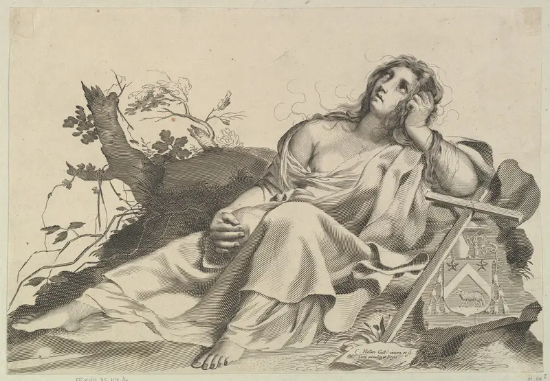 Mary Magdalen Meditating Wall Art by Claude Mellan - High-Resolution Digital Print