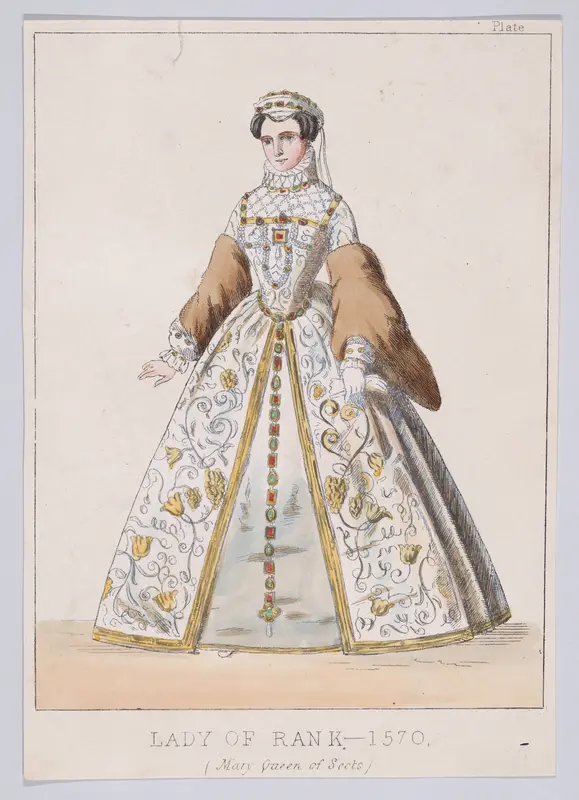 Mary, Queen of Scots as a Lady of Rank (from "Female costumes, historical, national, and dramatic," plate 163) Wall Art by Thomas Hailes Lacy - High-Resolution Digital Print