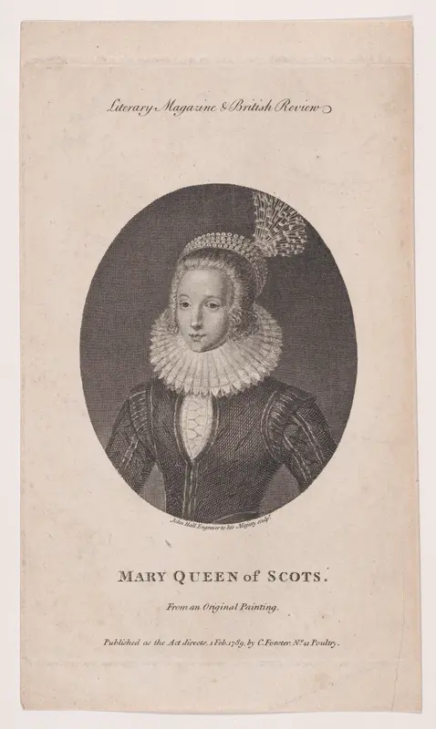 Mary, Queen of Scots (frontispiece, from "Literary Magazine & British Review," volume 2) Wall Art by John Hall - High-Resolution Digital Print