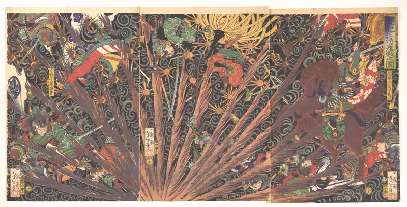 Masakiyo’s Challenging Battle, from Taiheiki (Chronicle of great peace) Wall Art by Tsukioka Yoshitoshi - High-Resolution Digital Print