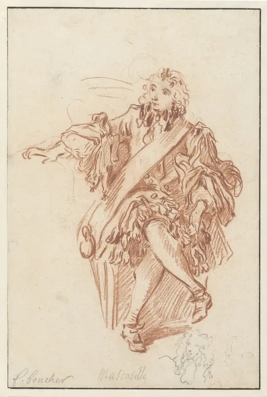 Mascarille, zittend Wall Art by François Boucher - High-Resolution Digital Print