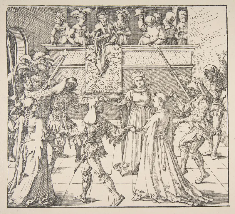 Masquerade Dance with Torches Wall Art by Albrecht Dürer - High-Resolution Digital Print
