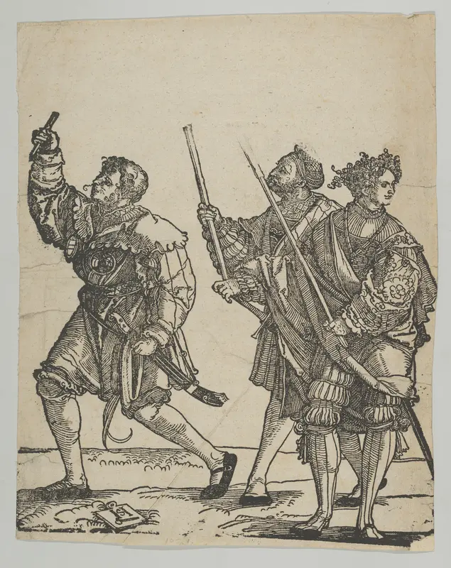 Master of Ceremonies and Torchbearer, from The Wedding Dancers Wall Art by Hans Schäufelein - High-Resolution Digital Print