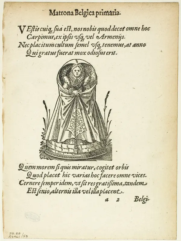 Matrona Belgica primaria (Belgian Matron of the First Rank) from Gynaeceum, sive Theatrum Mulierum, plate 53 from Woodcuts from Books of the XVI Century Wall Art by Jost Amman - High-Resolution Digital Print