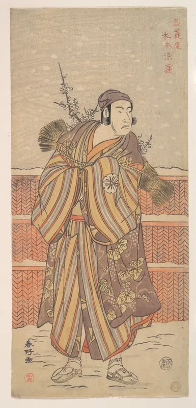 Matsumoto Sumezō as a Man in Winter Attire Standing in the Snow