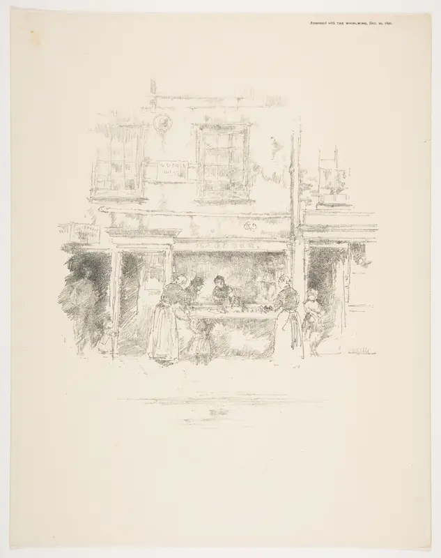 Maunder's Fish Shop, Chelsea, from "Whirlwind," December 27, 1890 Wall Art by James McNeill Whistler - High-Resolution Digital Print