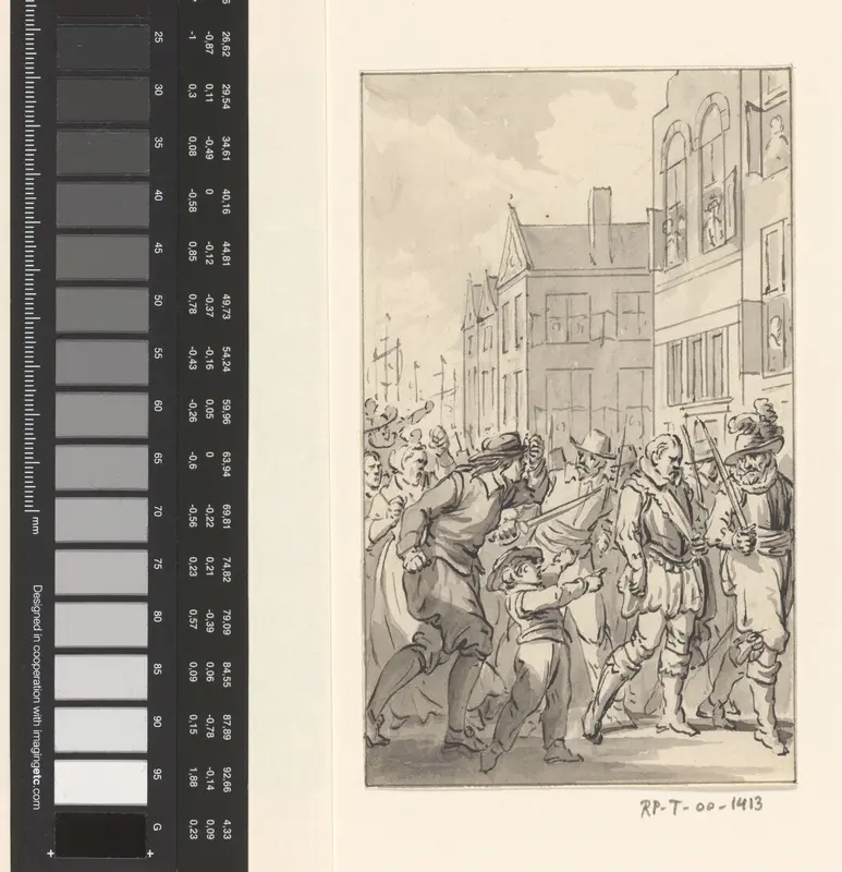 Maximilien de Hénin-Lietard, graaf van Bossu, als krijgsgevangene in Hoorn binnengevoerd, oktober 1573 Wall Art by Jacobus Buys - High-Resolution Digital Print