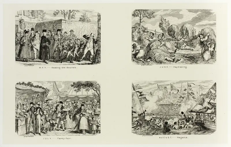 May – Beating the Bounds from George Cruikshank's Steel Etchings to The Comic Almanacks: 1835-1853 (top left) Wall Art by George Cruikshank - High-Resolution Digital Print