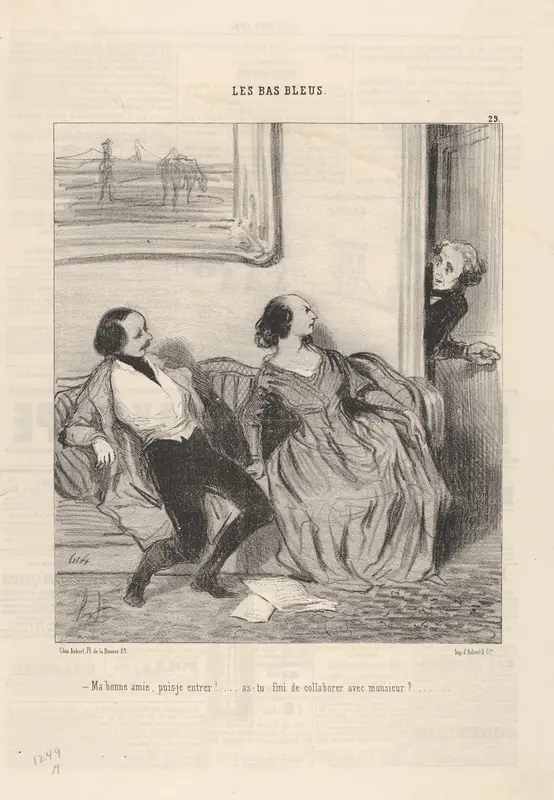 May I come in my dear, or are you still collaborating with Monsieur?, plate 29 from "The Bluestockings" Wall Art by Honoré Daumier - High-Resolution Digital Print