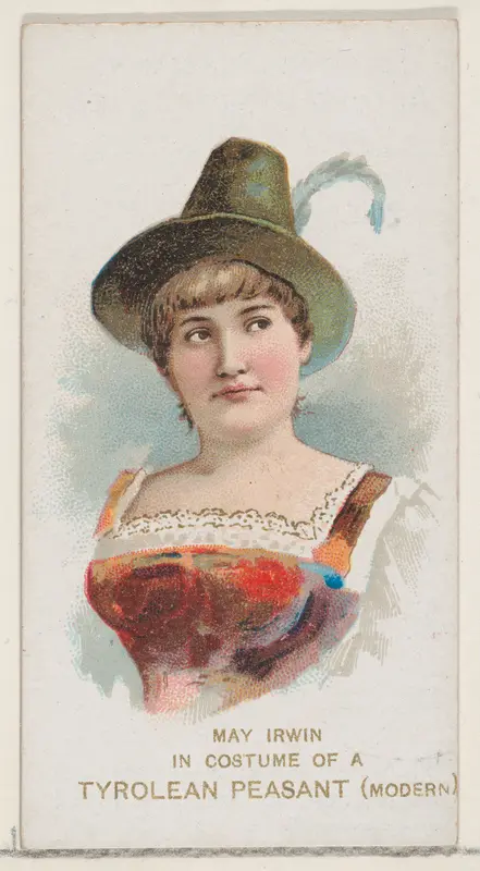 May Irwin in the Costume of a Modern Tyrolean Peasant, from the set Actors and Actresses, First Series (N70) for Duke brand cigarettes Wall Art by W. Duke, Sons & Co. - High-Resolution Digital Print