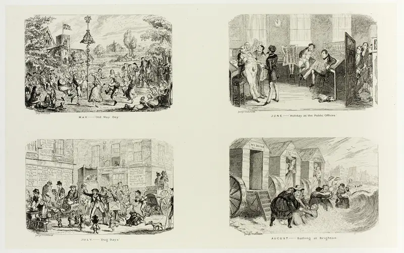 May – "Old May Day" from George Cruikshank's Steel Etchings to The Comic Almanacks: 1835-1853 (top left) Wall Art by George Cruikshank - High-Resolution Digital Print