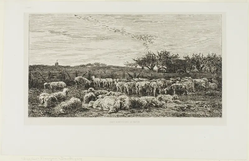 Meadow with sheep Wall Art by Charles François Daubigny - High-Resolution Digital Print