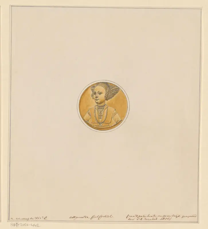 Medaille met het portret van vrouw van Charles de Cocquiel Wall Art by Unknown - High-Resolution Digital Print