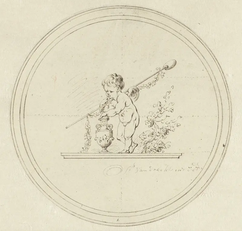 Medaillon met allegorische voorstelling van de Lente Wall Art by Johannes van Dregt - High-Resolution Digital Print