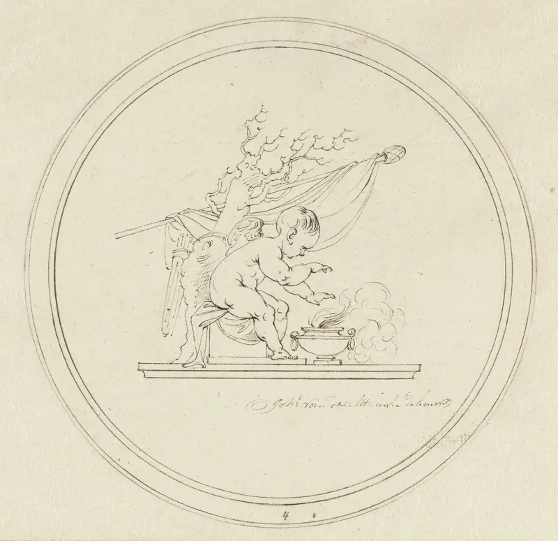 Medaillon met allegorische voorstelling van de Winter Wall Art by Johannes van Dregt - High-Resolution Digital Print