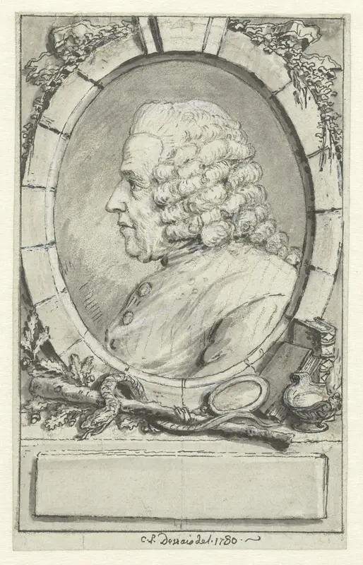 Medaillonportret van een man, in randwerk Wall Art by Claude Louis Desrais - High-Resolution Digital Print