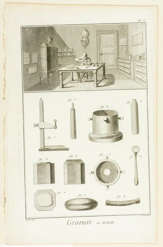 Medal Engraving, from Encyclopédie Wall Art by Benoît-Louis Prévost - High-Resolution Digital Print