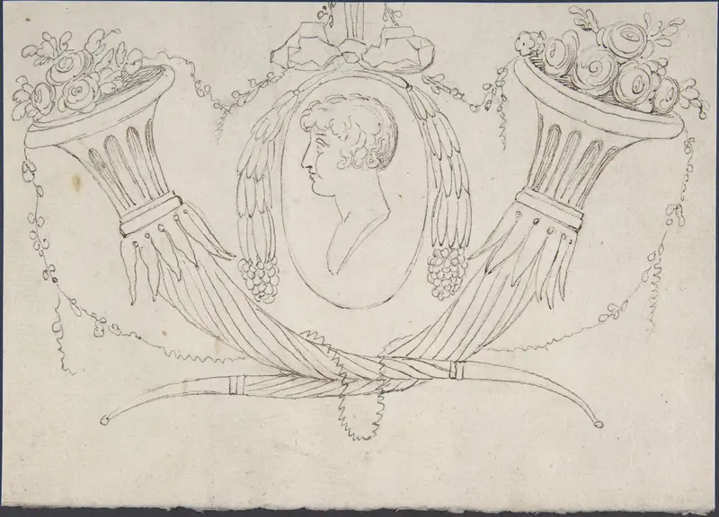 Medallion between Cornucopia Wall Art by Anonymous, German, 19th century - High-Resolution Digital Print