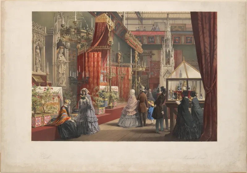 Mediaeval Court: The Great Exhibition of 1851 Wall Art by Joseph Nash - High-Resolution Digital Print