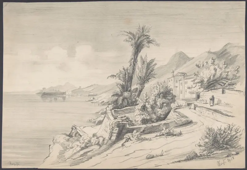 Mediterranean landscape (recto); Mountains (verso) Wall Art by Alexandre Calame - High-Resolution Digital Print