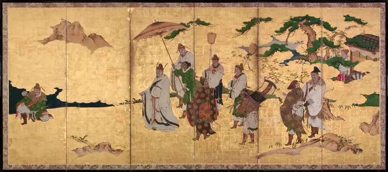 Meeting between Emperor Wen and Fisherman Lü Shang Wall Art by Kano Takanobu - High-Resolution Digital Print