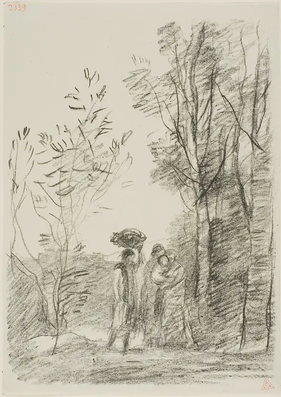Meeting in the Woods Wall Art by Jean Baptiste Camille Corot - High-Resolution Digital Print
