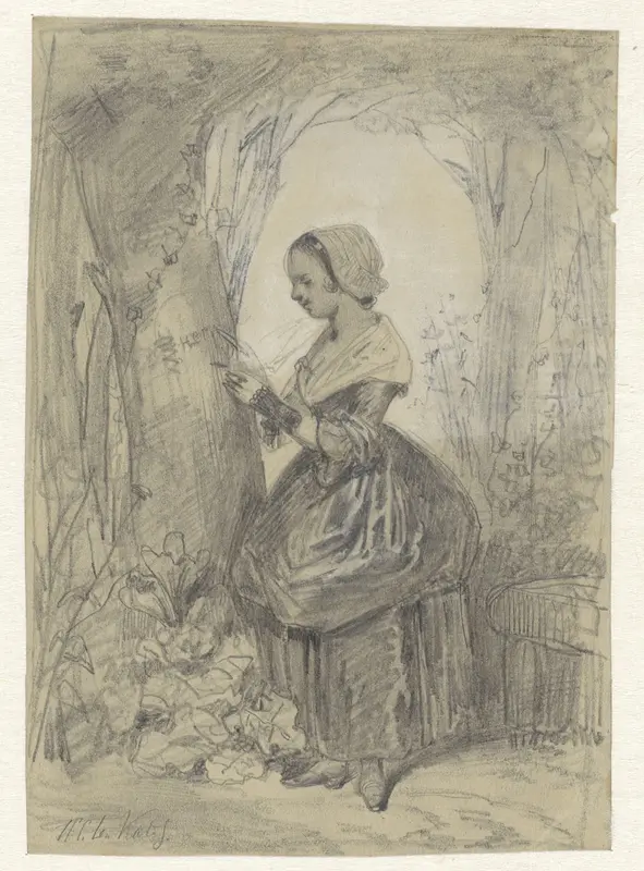 Meisje bij een boom Wall Art by Herman Frederik Carel ten Kate - High-Resolution Digital Print