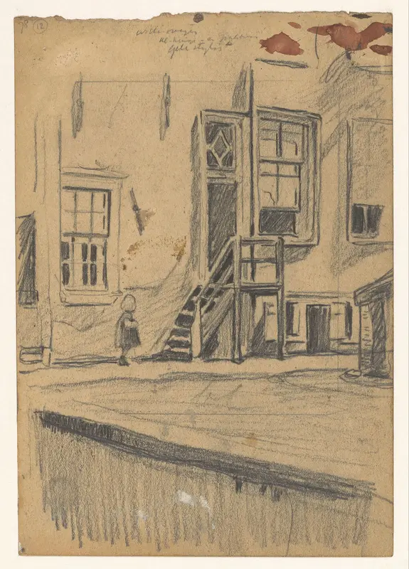 Meisje bij houten trap, kademuur Wall Art by Willem Witsen - High-Resolution Digital Print