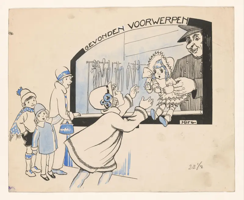 Meisje haalt pop op bij loket Gevonden Voorwerpen Wall Art by Unknown - High-Resolution Digital Print